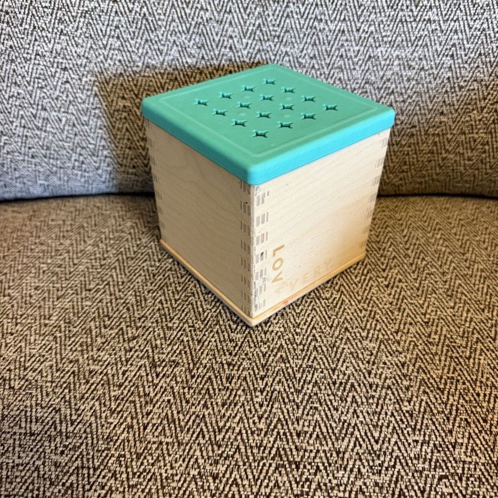 Lovevery Coin Bank Drop Box With Teal Lid Wood Toy Montessori Babbler Kit